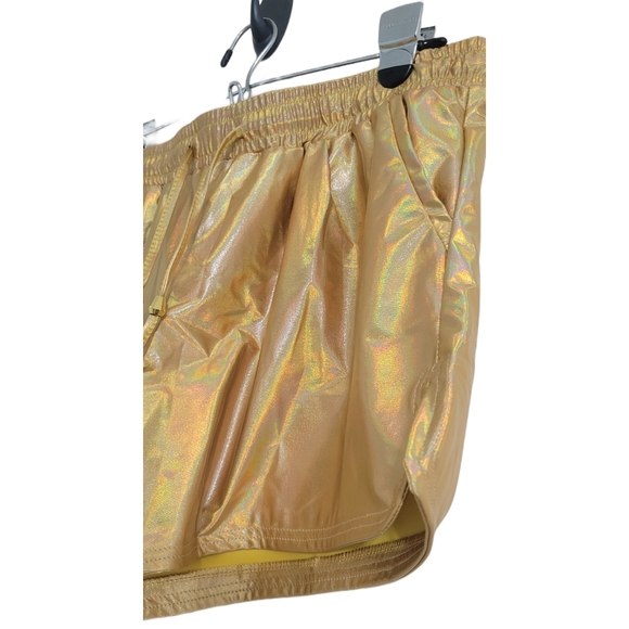 Tayday Women's Gold Holographic Running Shorts XL Drawstring - Picture 6 of 7